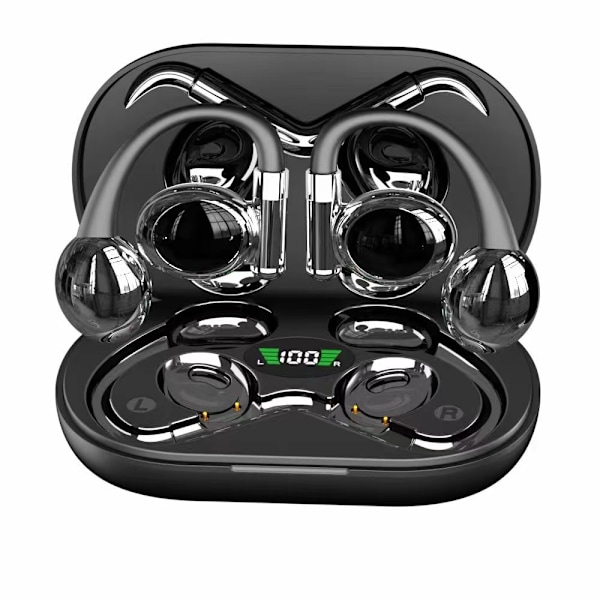 Öppna öronhörlurar trådlösa Bluetooth 5.3, inbyggd mikrofon med öronkrokar, vattentäta sportöronsnäckor för/kompatibla/tillämpliga på Android iPhone