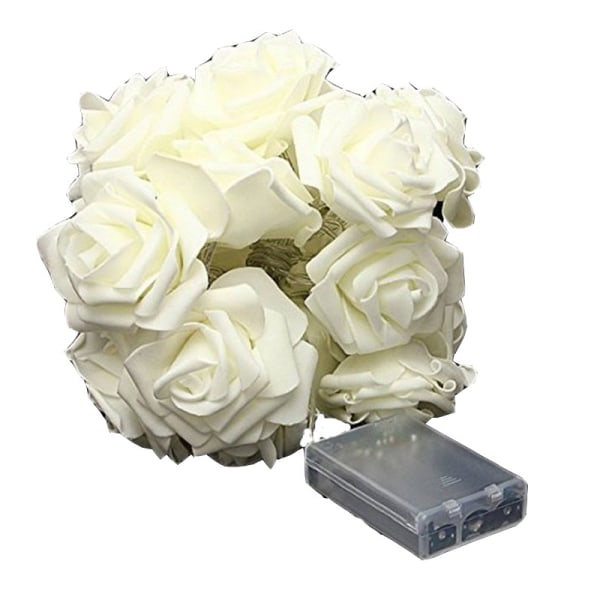 Lights4fun 2x 20 LED-rosor ljusslinga varmvitt batteridriven