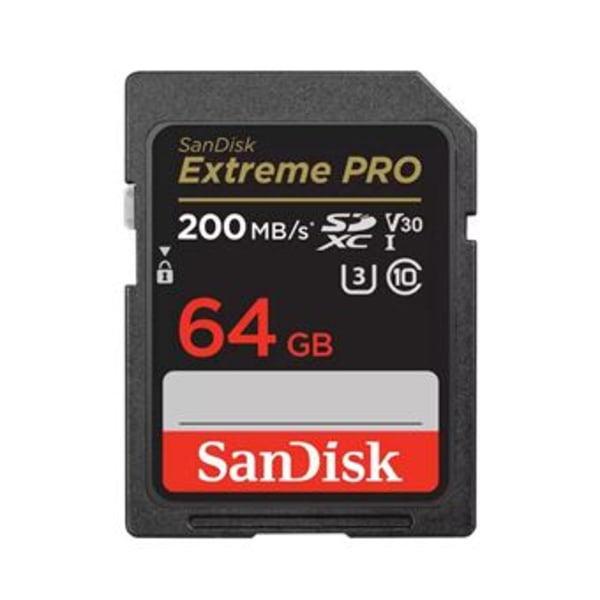 SanDisk Extreme PRO 64GB SDXC-hukommelseskort op til 200MB/s, klasse 10, U3, V30, 4K UHD