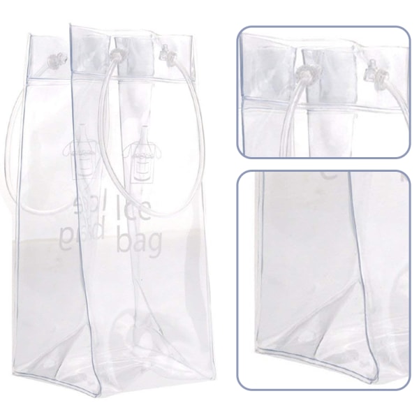 Bærbar Sammenleggbar Clear Ice Wine Bag Pouch Kjøleveske med