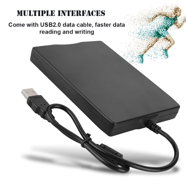 1,44M neutraali USB-ulkoinen kannettava levykeasema levyke FDD yleiseen käyttöön musta