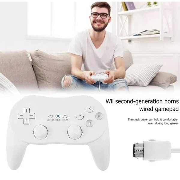 2x Klassisk Controller til Nintendo Wii Konsol Kablet Gamepad til Wii Remote