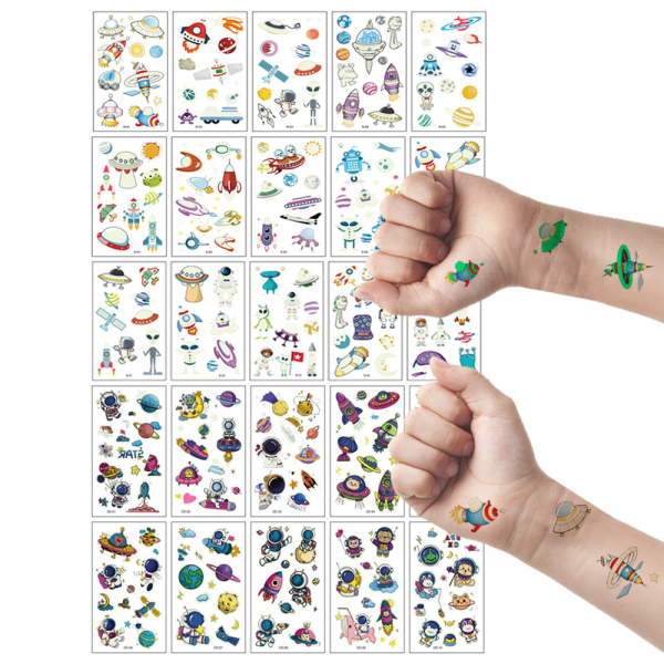 25 ark Glow Temporary Tattoos, Space Styles Glow In The Dark