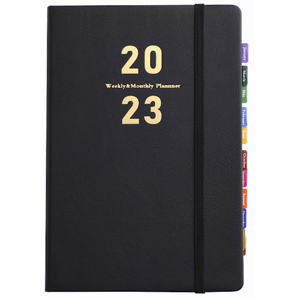 Planlægger 2023, 2023 Agenda bog Hard face notebook med pen,
