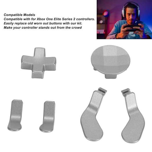 Tillbehör för Xbox One Elite Series 2 Kontroller Metall Spakar Ersättningsdelar Kit Joysticks Paddlar Kit Silver