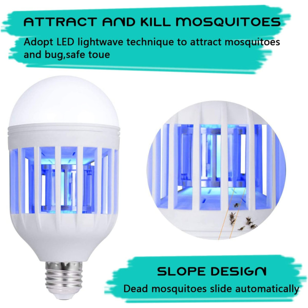 Glödlampa, 2 i 1 Mosquito Killer Lamp UV Led elektronisk insekt