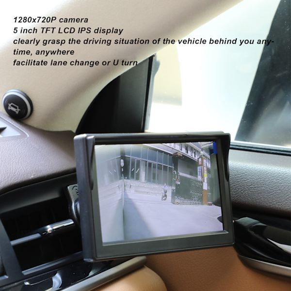 Sidokamera DC12V‑24V 5 tum TFT LCD Backkamera System Kit Horisontell 87° Vertikal 62° IP67 Vattentät för Bil Buss Lastbil
