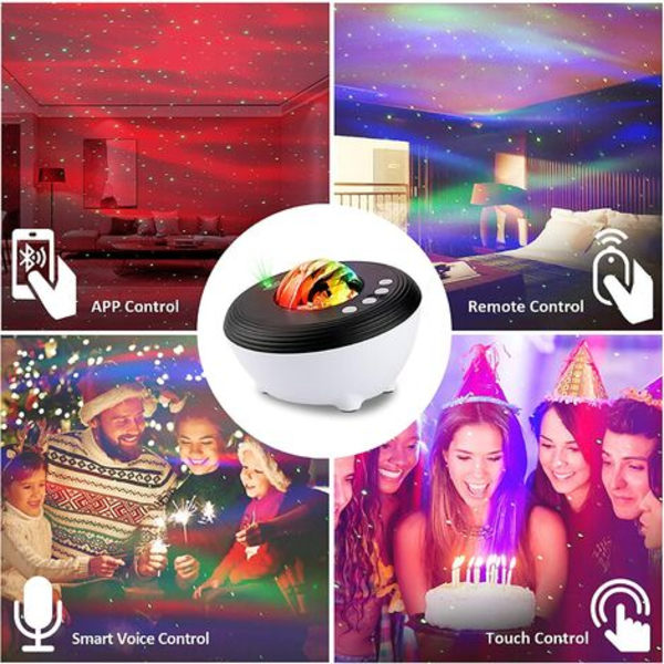 Nattlampa för barn, stjärnhimmel WiFi Bluetooth LED-projektor,