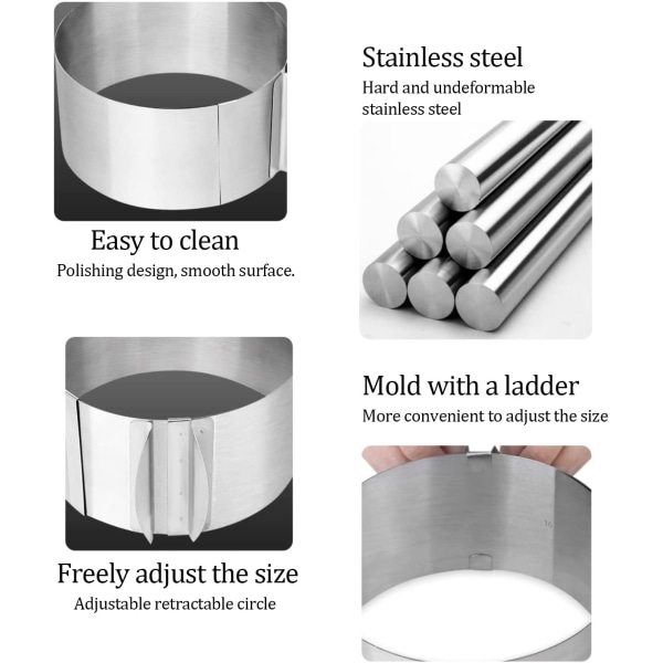 Kakeform og acetatark for baking, 20 til 40 cm justerbar