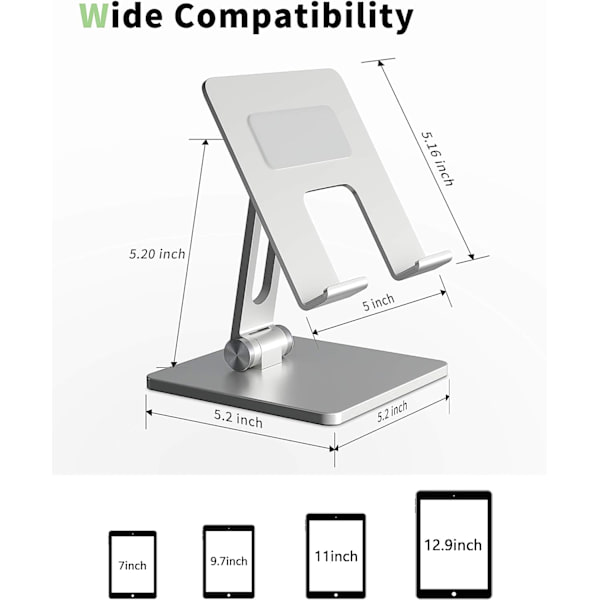 Tablet-teline työpöydälle, vakaa tablet-pidike, jossa on raskas ja