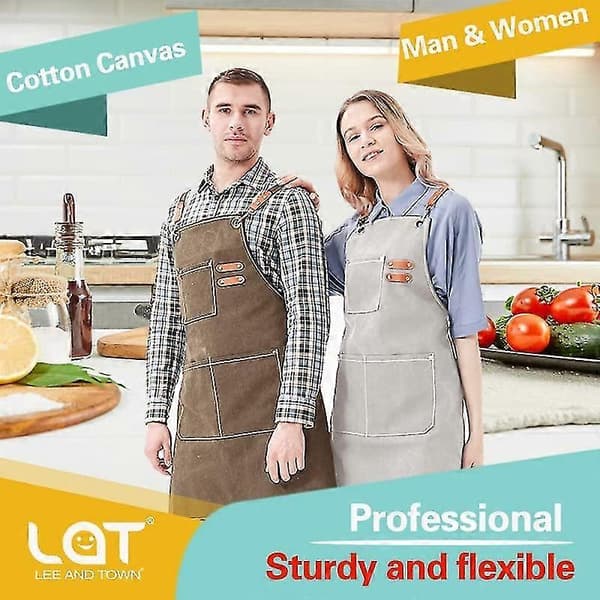 Cotton Canvas Aprons for Men and Women with Large Pockets, Professional Work Tool Apron, Adjustable[TT]