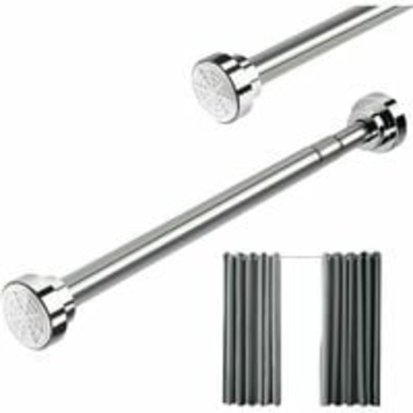 Teleskopisk dusjgardinstang 55-85cm rustfritt stål uttrekkbar teleskopstang uten boring justerbar lengde for skap, bad, vinduer,