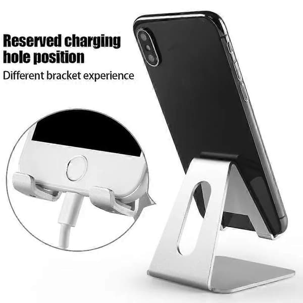Stationær metalholder til mobiltelefoner, universal dockingstation til tablets, til iPhone, X Silvery