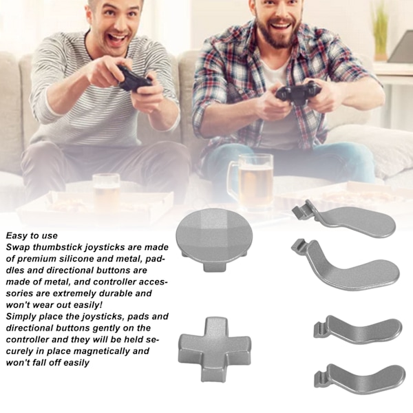 Tillbehör för Xbox One Elite Series 2 Kontroller Metall Spakar Ersättningsdelar Kit Joysticks Paddlar Kit Silver