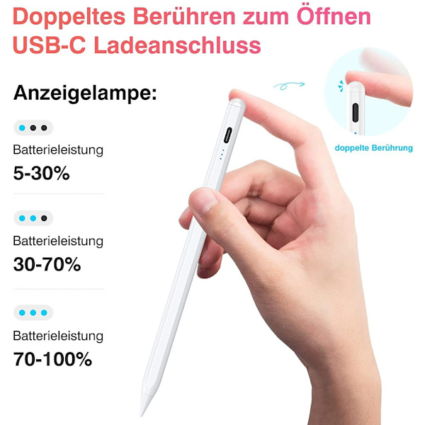 KINGONE Stylus Pen för iPad, Magnetisk Hållare iPad Pen Tilt Funktion Handflatan Rejection iPad Pen Kompatibel med iPad Pro 11/12.9, iPad 9/8/7/6, iPad Air
