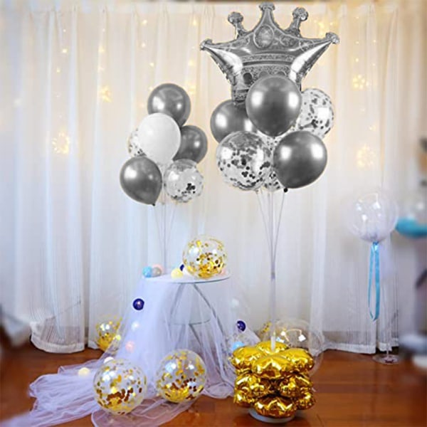 Födelsedagsdekorationer - nummerballong i silver och kronballong, C