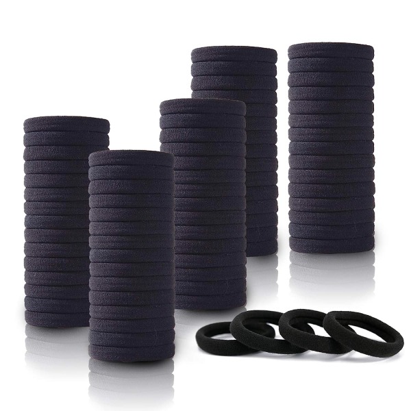 100PCS Black Hair Ties for Women Girls, Seamless Thick Black