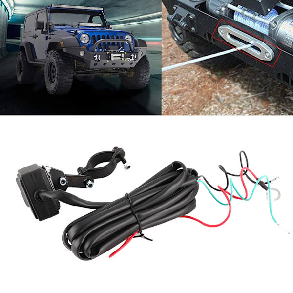 Winch Rocker Thumb Switch med 2,5 m / 8,2 fod ledning, PowerCoated, til alle 12V ATV UTV SUV