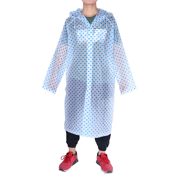 EVA Transparent Regnrock med Huva Ultralätt Polka Dot Regnrock för Flickor (Blå)
