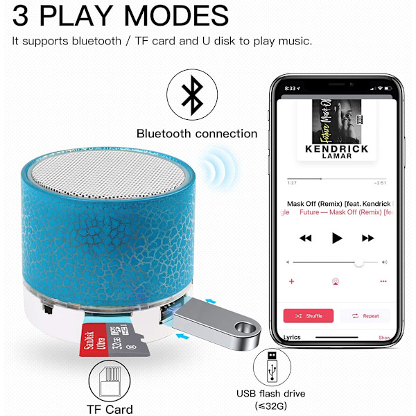Kannettava langaton minikokoinen Bluetooth-kaiutin, AI Super Bass Stereo Re