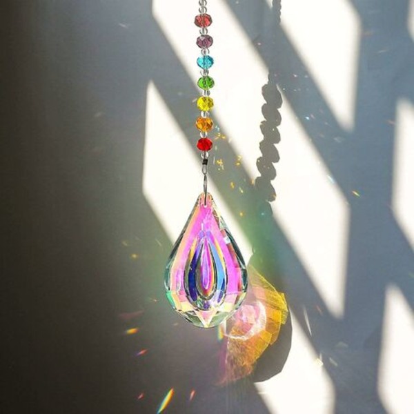 76mm AB Prisma Chakra Färg Kristall Pärla Sol Fångare För Fönster