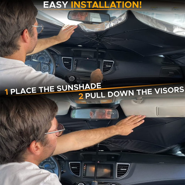 Paraply solskærm til bil | Afspejler UV-stråler og beskytter