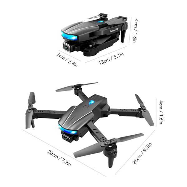 Foldbar Drone Quadcopter RC Quadcopter Med 4K HD Dobbeltkamera LED-lys Høydehold 50x Zoom Beauty Shooting Trajectory Flight