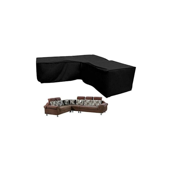Justerbart Vindtätt Utomhussoffskydd, 210D Oxfordtyg Möbelöverdrag med UV-Resistent Prestanda för Uteplats L-Formad Soffa (200x270cm)