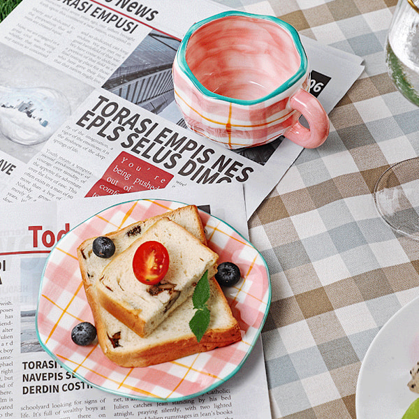 250 ml keramisk kaffekopp med fatset, söt kreativ kopp