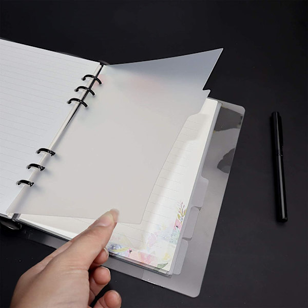 6 Huller Transparente PVC-Binder-Delesider med Flikker Klar Papir