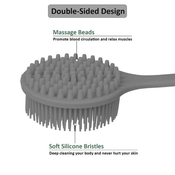 Silikon Back Scrubber Body Brush & Hair Scalp Massager Brush