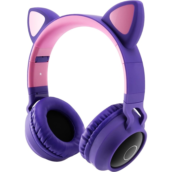 Bluetooth-hovedtelefoner, Cat Ear LED Light Up Trådløs foldbar