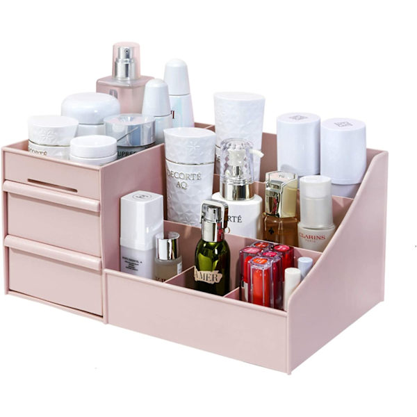Kosmetisk arrangør, multi-lags design, pink, 28,5*17,5*12,5cm