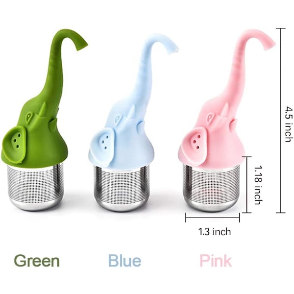 3 stk løs teinfuser, elefantdyr silikon