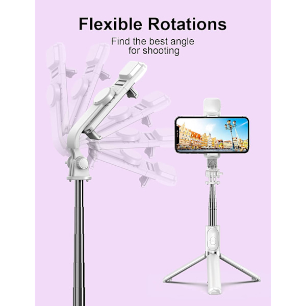 Selfie Stick Tripod med Fjernbetjening, Udtrækkelig Selfie Stick Tripod
