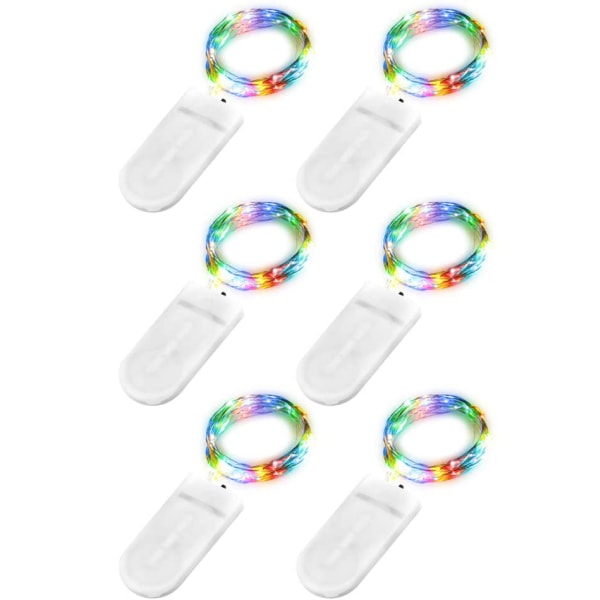 6 stk. LED-lyskæde batteri, 2M 20 LED kobber