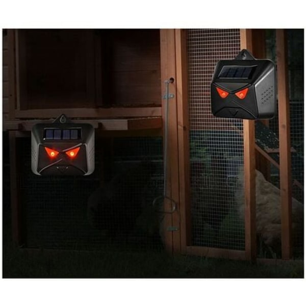 MAGIC ISOTRONIC Solardrevet vildtafskrækningsmiddel mod vilde dyr som vaskebjørne, hjorte, ræve, vildsvin osv. - 4 effektive afskrækningsmidler med rødt LED-lys