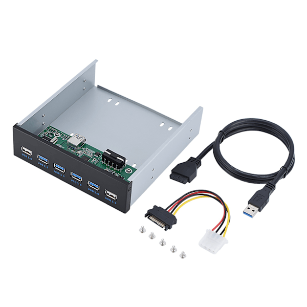 19-stifts till 4 * USB3.0 + 2 * USB2.0 6-gränssnitt Metall Frontpanel USB-hubb