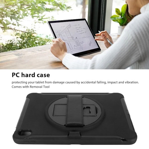 Tabletfodral Hård PC Exakta Utskärningar Handrem 360 Graders Ställ 3 Lager Fodral för IOS Tablet 10:e Gen 2022 Svart
