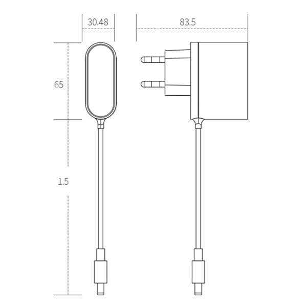 Hvit europeisk standard 122V2A strømadapter - rett 3,5*1,35