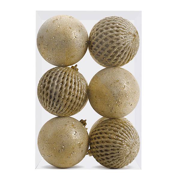 12 st Julbollsprydnader 8cm Glitter Paljett Foam Ball golden
