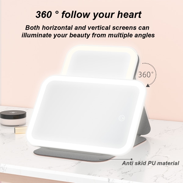 Sminkspegel med lampor 360° rotation pekskärm 3 färger