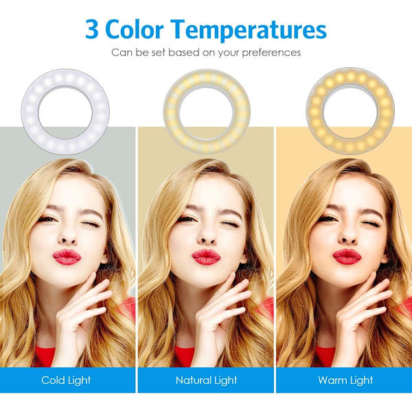 Selfie-lys, Selfie-lys til mobiltelefon, Ringlys til mobiltelefon, 40 LED