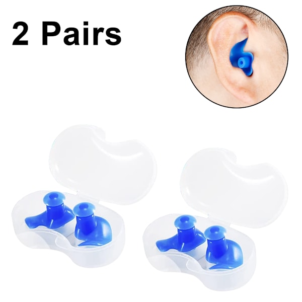 Simningspluggar, 2-pack vattentäta återanvändbara silikon