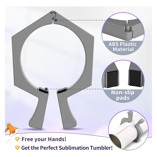 2 st grå sublimering tumbler klämma ABS halkfri platt sida sublimering papper klämma för 20 uns