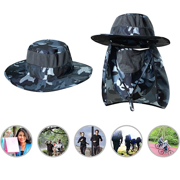 KOOLSOLY Sommar utomhus solhatt herr UV-skydd fiskehatt unisex hopfällbar andningsbar vandringshatt nackskydd, Einheitsgröße