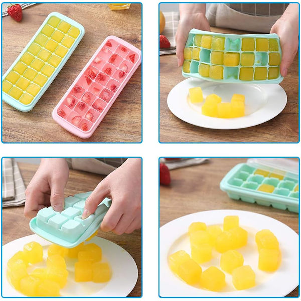 Mold , silikonijääpalat, 3 kpl 24 kuution molds, mold , jääpalakaukalo, pinottavat jääpalasäiliöt kannella, BPA
