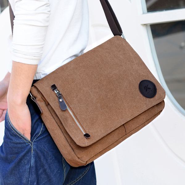 Canvas Laptop Messenger Bags Canvas Satchel Messenger Shoulder Bag Crossbody Bags for Men Work Laptop Bag (Grå)