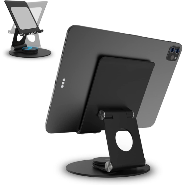 iPad-stativ Svängbar, Bärbar 360°-roterande surfplatta i aluminium Black