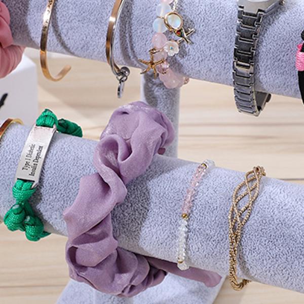 Smykke Display Stativ Enkel Fashionabel Armbånd Scrunchies Holder til Hjem Smykkebutik Showcase Grå Dobbelt Række